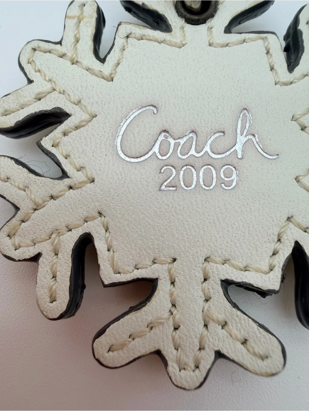 Coach Leather Snowflake Keychain Charm with Rhinestones